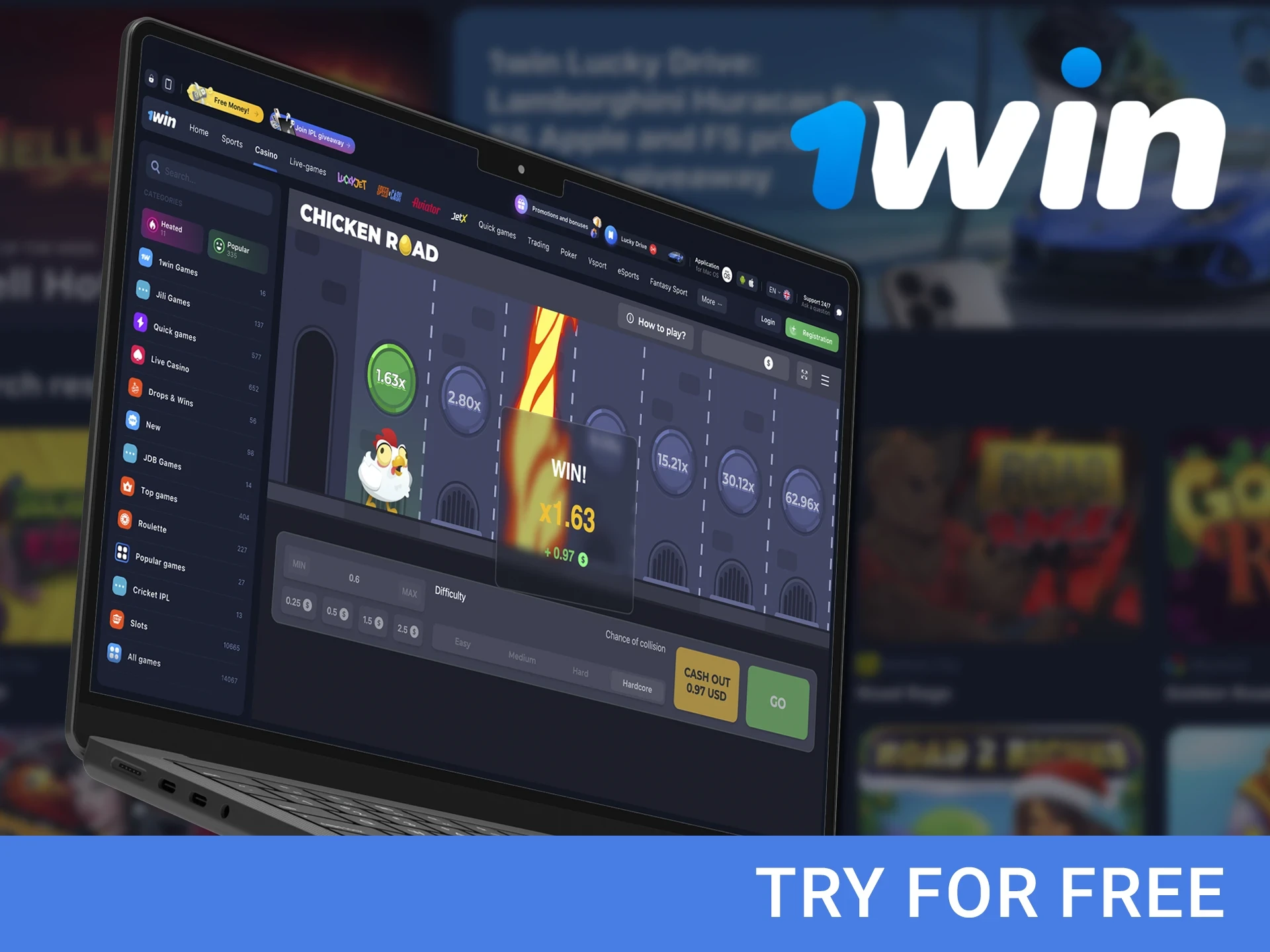 Practise and gain experience in the Chicken Road demo mode from 1win Casino.