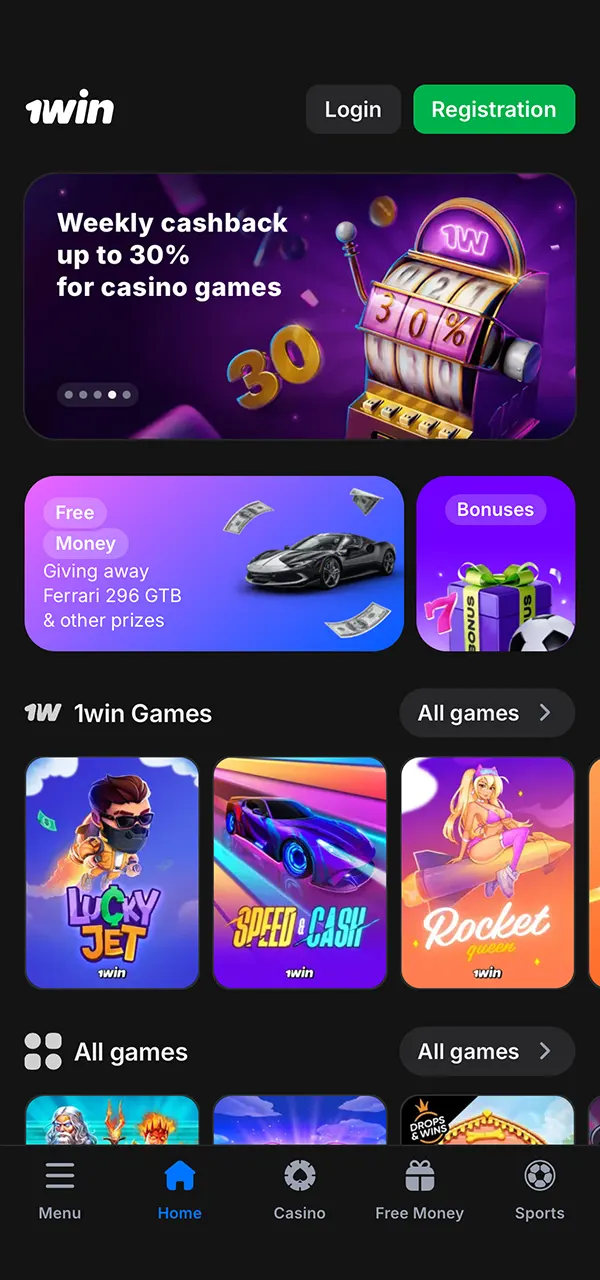 Play at 1Win Casino via iOS app.