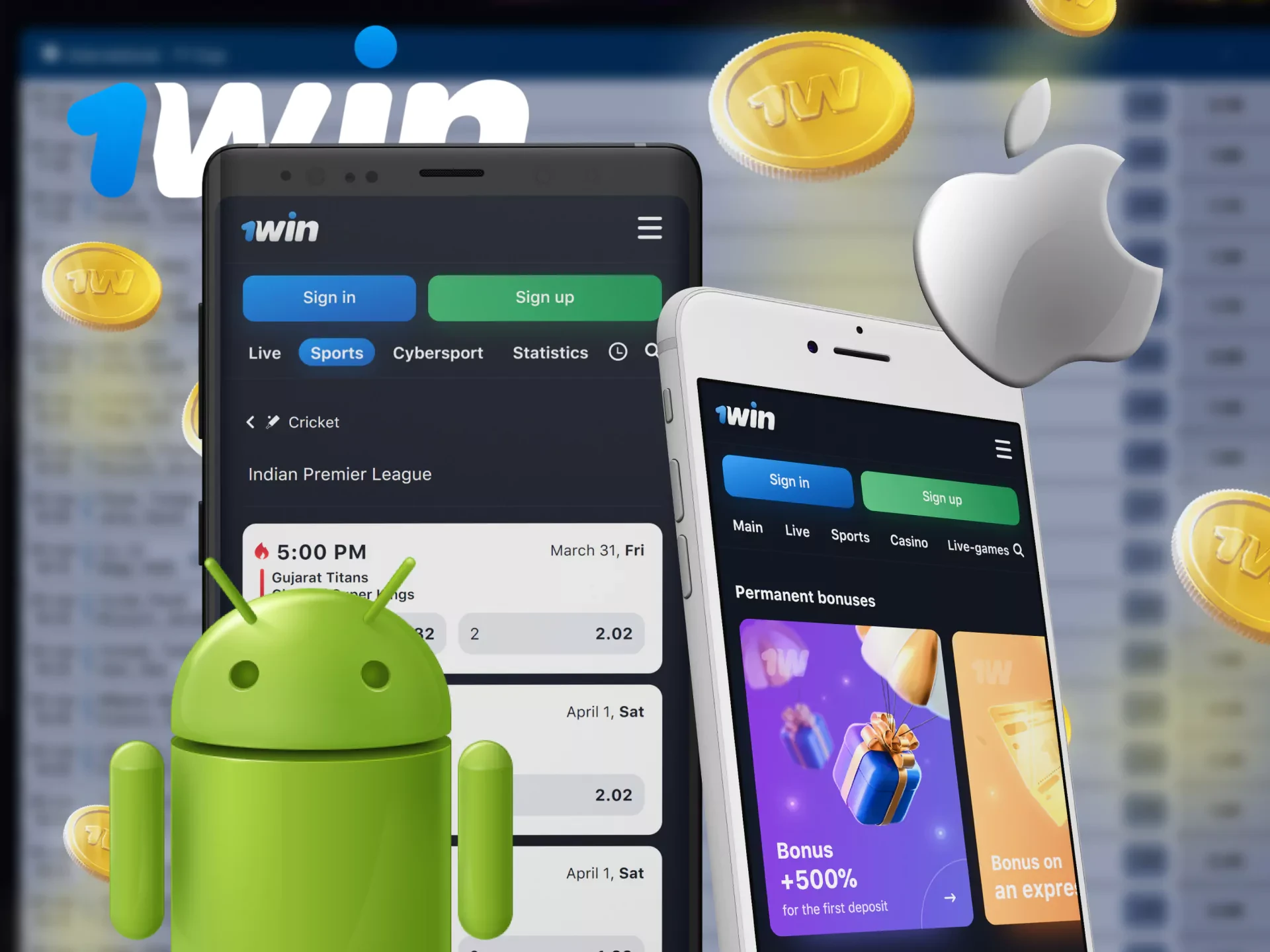 Place cricket bets right in the 1win app.